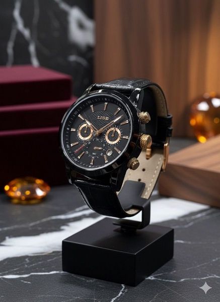 Imagen de RELOJ PARA HOMBRE T5 - COLOR NEGRO CORREA CUERO NEGRA